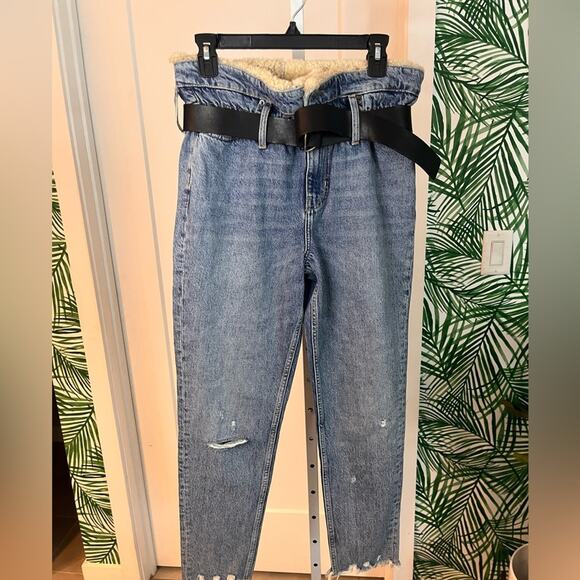 IRO Shearling Fur Trimmed Belted Jeans Size 26 - Picture 6 of 10